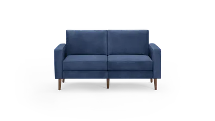 Nomad Velvet Loveseat - Midnight - Performance Velvet / Walnut - Wood