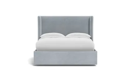 Graham Upholstered Queen Bed without Storage | Sterling Performance Velvet | 55" Headboard |
