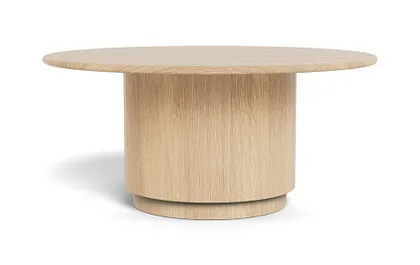 Nina Round Coffee Table | White Wash | 36" | Smooth Finish | Wood Base