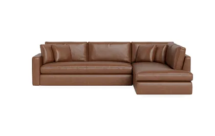 James Leather 3-Seat Right Bumper Sectional