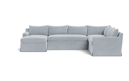 Sloan Slipcovered 4-Piece Corner Sectional Sofa with Left Chaise