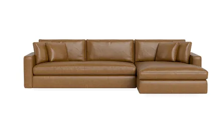 James Leather 3-Seat Right Chaise Sectional