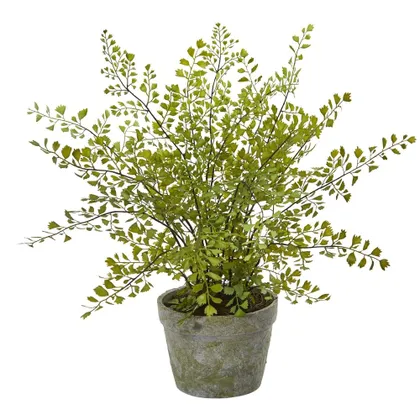 Maiden Hair Artificial Plant in Gray Decorative Planter