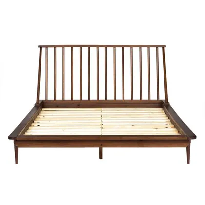 Modern Wood Queen Spindle Bed - Walnut