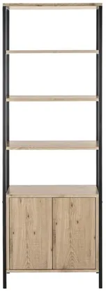 Natasha Retro Mid Century Wood Etagere - Oak/Black - Safavieh