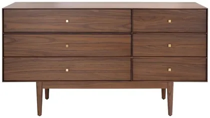 Ever 6 Drawer Dresser - Walnut - Safavieh