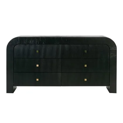 Hump 6 Drawer Black Dresser