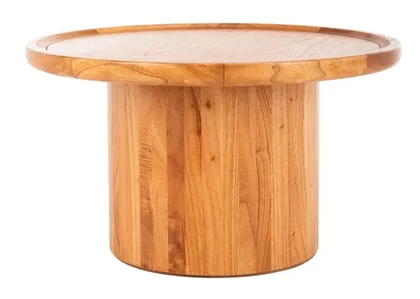 Devin Round Pedestal Coffee Table - Natural Brown - Safavieh