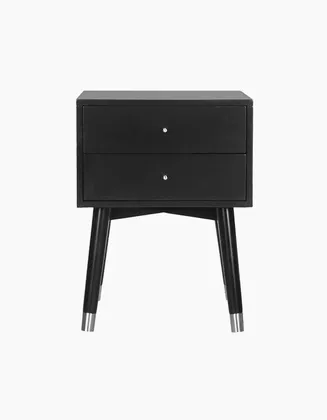 Lyla Retro Nightstand - Black/Silver - Safavieh