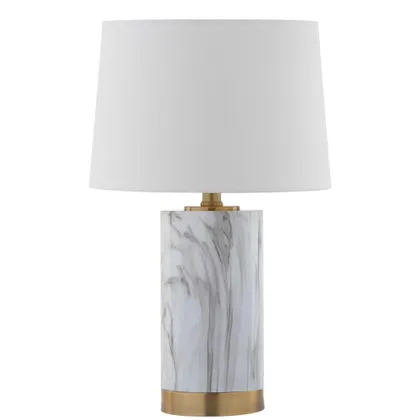 Clarabel Marble 18.25-Inch H Table Lamp - White/Black Marble - Safavieh