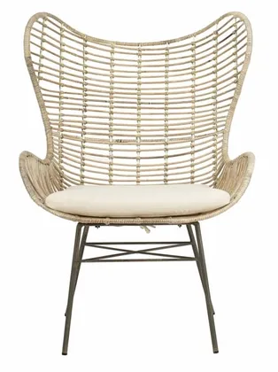 Malia Rattan Wingback Armchair - White Wash - Safavieh