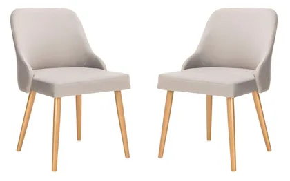 Lulu Upholstered Dining Chair (Set of 2) - Grey/Gold - Safavieh