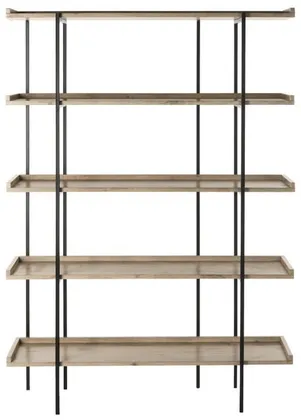 Cecilia Retro Mid Century 5 Tier Wood Etagere - Oak/Black - Safavieh