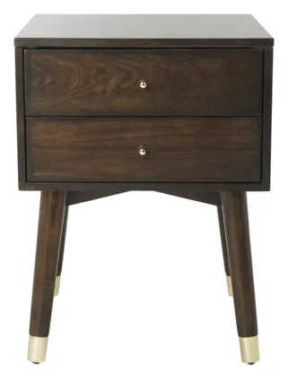 Lyla Retro Nightstand - Walnut/Gold - Safavieh