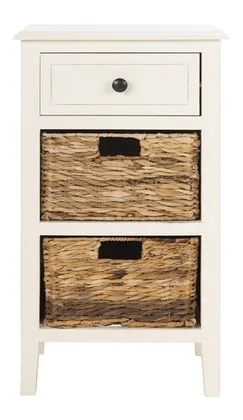 Everly Drawer Side Table - Distressed White - Safavieh