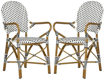 Hooper Indoor-Outdoor Stacking Armchair - Black/White - Safavieh