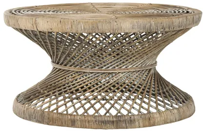 Grimson Large Bowed Coffee Table - Grey White Wash - Safavieh