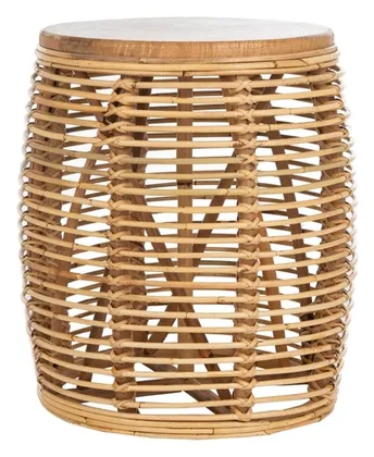 Maui Rattan Drum Stool Table - Natural - Safavieh