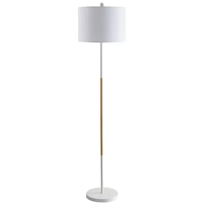 Melrose Floor Lamp - White/Wood Finish - Safavieh