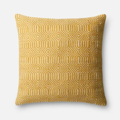 Patterned Indoor/Outdoor Throw Pillow Cover, Yellow & Ivory, 22" x 22"