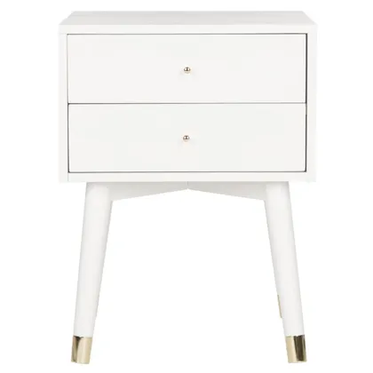 Lyla Retro Nightstand - White/Gold - Safavieh
