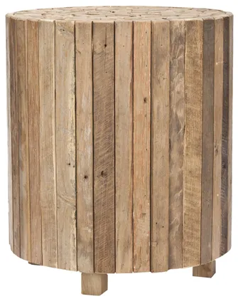 Richmond Rustic Wood Block Round End Table - Medium Oak - Safavieh