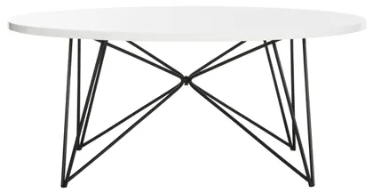 Maris Retro Mid Century Lacquer Coffee Table - White/Black - Safavieh