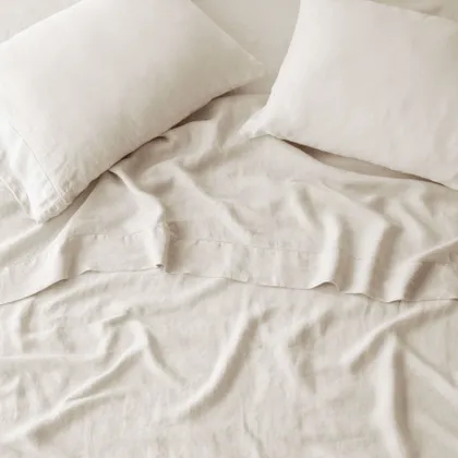 The Citizenry Stonewashed Linen Bed Sheet Set | King | Ivory