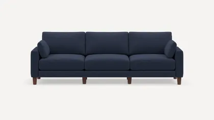 Union 3-Seat Sofa - Navy Blue - Performance Chenille / Walnut - Wood / Round Leg