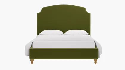 Cove Bed, Sage Performance Velvet, Natural Decorative Tapered Leg, Queen