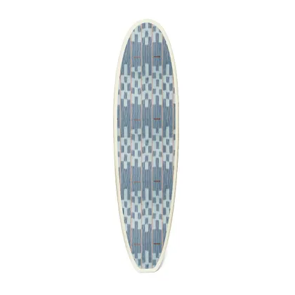 Chambray Lattice Baule Surfboard by St. Frank | Blue | Funboard 84" H | Cotton