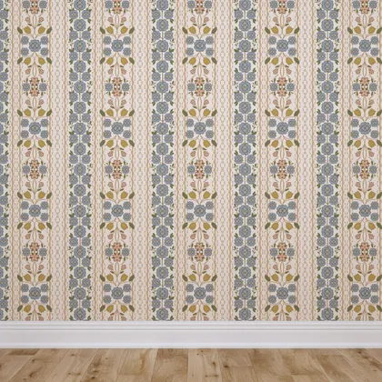 Peel and Stick Wallpaper Roll, Colonial Blue Floriline