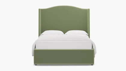 Curved Wingback Bed, Celadon Performance Plush Velvet, Full