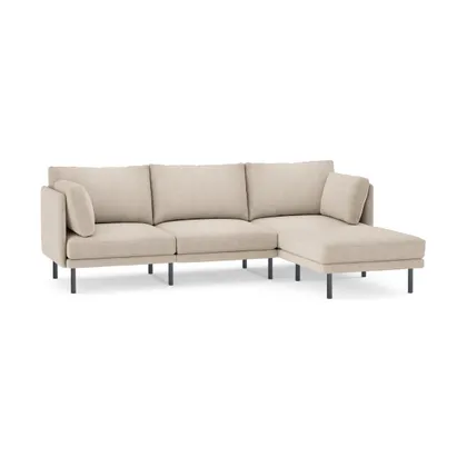 Field 4-Piece Sectional Lounger - Oatmeal - Performance Chenille / Black - Metal