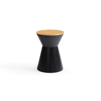 Kettle Side Table - Black - Metal / Oak - Wood