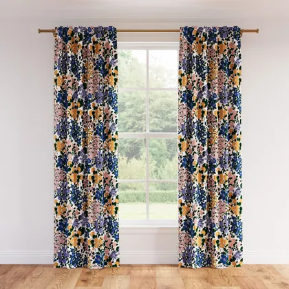 Printed Linen Curtain, Lavender Million Flowers, 50" x 96", Privacy