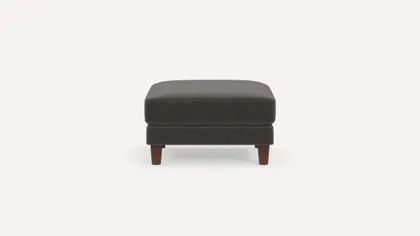 Union Ottoman - Heather Charcoal - Performance Chenille / Walnut - Wood / Round Leg
