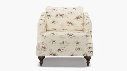 Slope Arm Chair, Red Cotswold Hunt, Espresso Turned Wood Leg