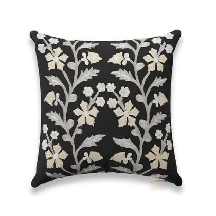 Black Tree of Life Suzani Pillow by St. Frank | 20" x 20" H | Linen