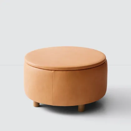 The Citizenry Torres Leather Storage Ottoman | Medium | Brown