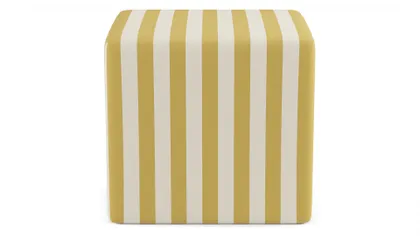 Cube Ottoman, Citrine Cabana Stripe