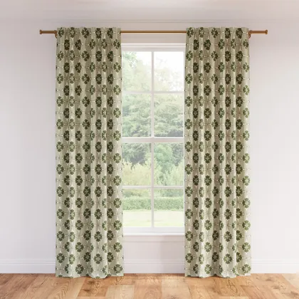 Printed Linen Curtain, Sage Solaire, 50" x 96", Privacy