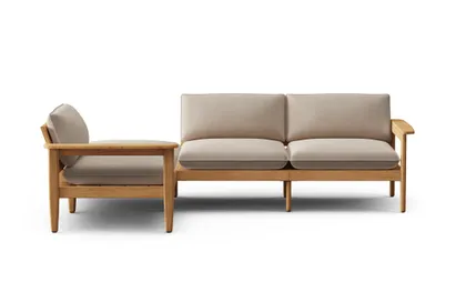 Dunes Teak 4-Piece Sectional - Sand - All Weather Fabric