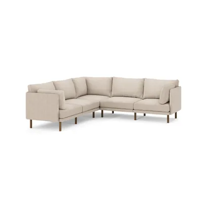 Field 5-Piece Sectional - Oatmeal - Performance Chenille / Walnut - Wood