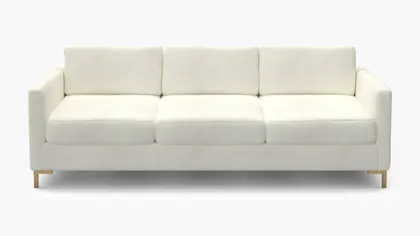 Modern Sofa, Sheepskin, Brass L Leg