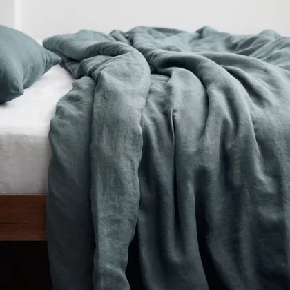 The Citizenry Stonewashed Linen Duvet Cover | Full/Queen | Duvet Only | Aegean Blue