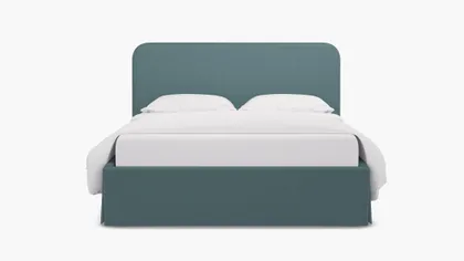 Skirted Platform Bed, Seaglass Everyday Linen, Twin