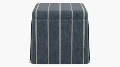 Skirted Storage Ottoman, Indigo Fritz