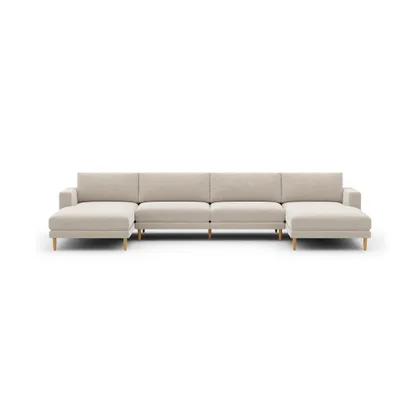 Ember Double Chaise Sectional - 147" / Georgia Clay - Performance Chenille / Oak - Wood