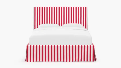 Slipcovered Bed, Red Cabana Stripe, Queen